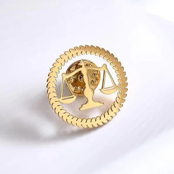 Advocate Justice Brooch – Round Shape | 22K Gold Plated & 925 Silver Plated