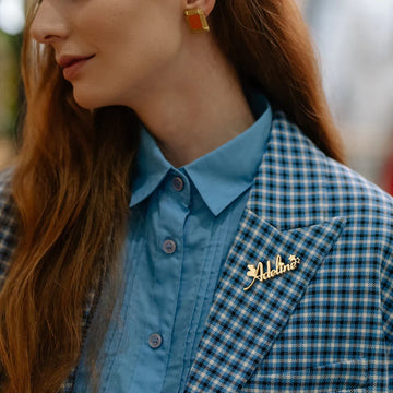 Unique Heart Design Name Brooch – Gold & Silver Finish