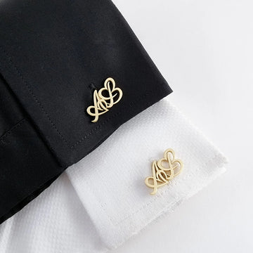 Elegant Heart Initial Letter Cufflinks – 22 Carat & 925 Silver Edition