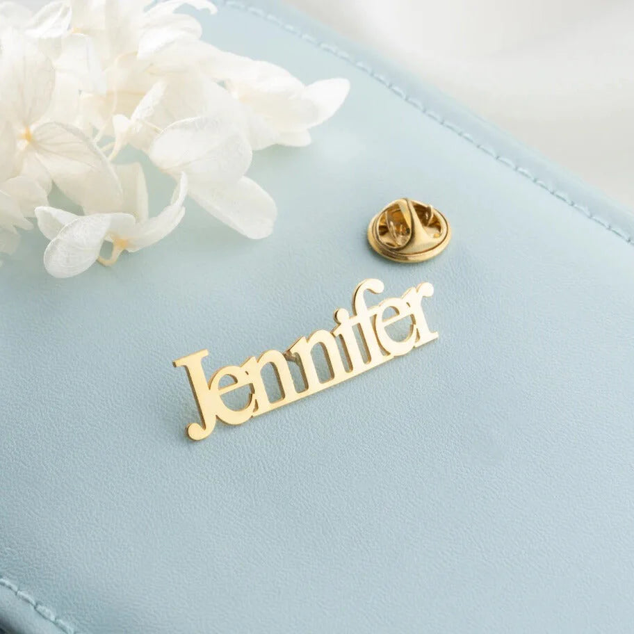 Stylish Unisex Name & Initial Brooch – 22K Gold & Silver Coating