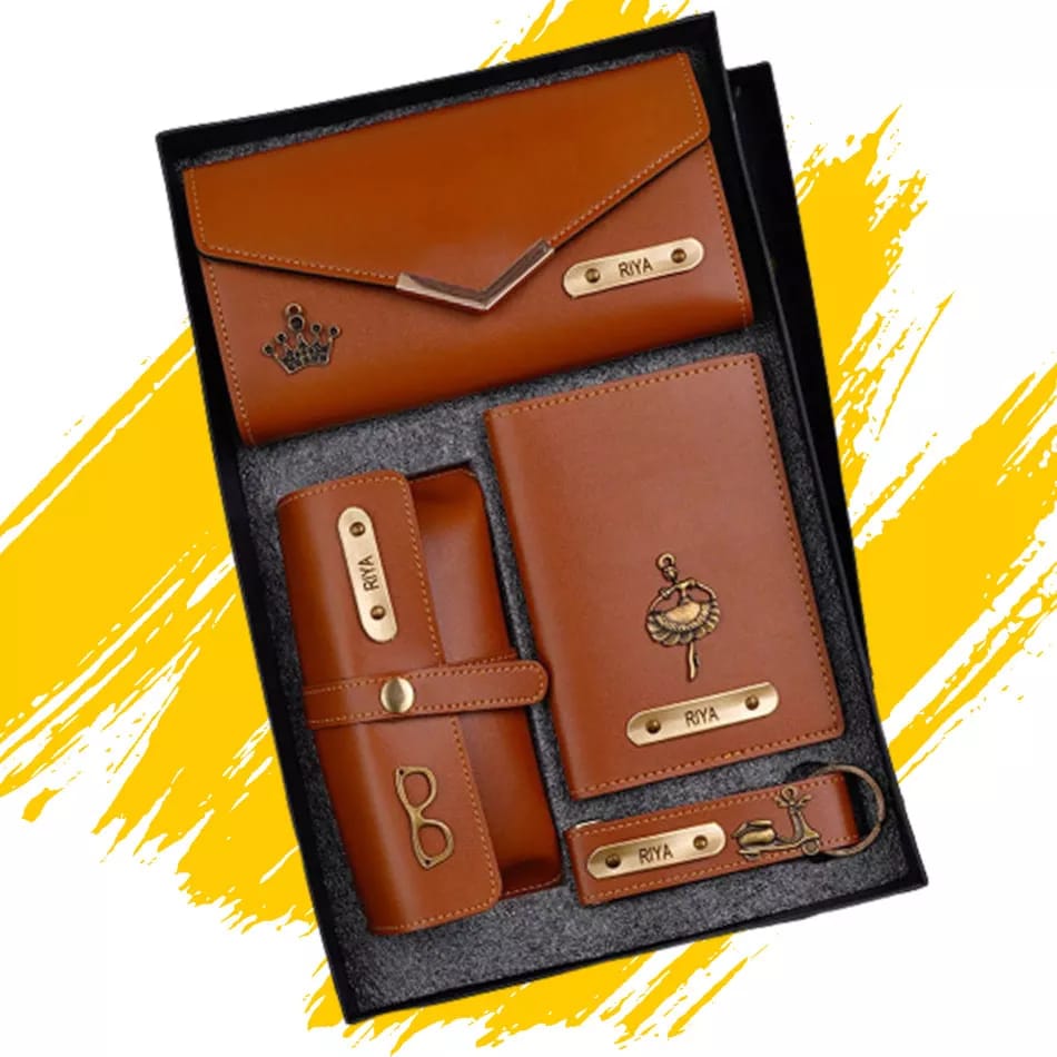Personalized Women’s Combo Set – Wallet, Passport Cover, Keychain & Specs Case