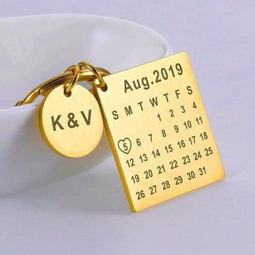 Custom Matte Silver Calendar Keychain – Highlight Your Special Date