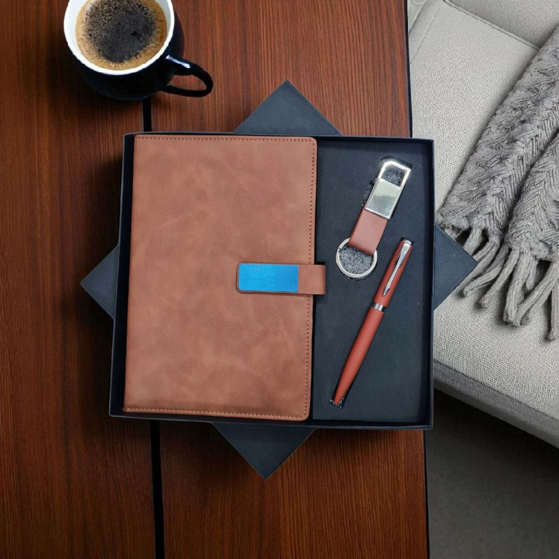 Personalised Corporate Gift Set – Diary, Pen & Keychain with Custom Logo