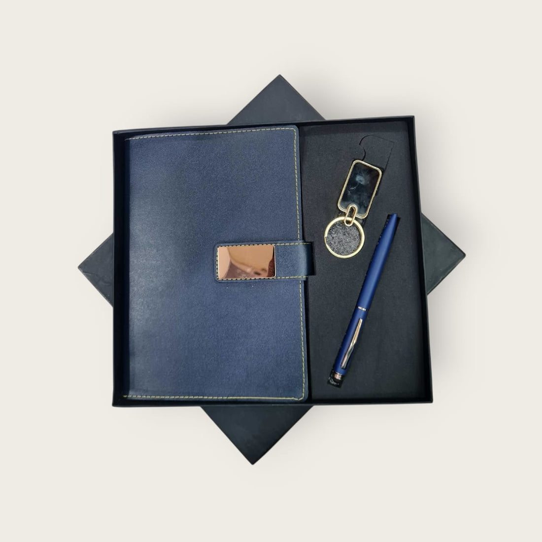 Premium Custom Set – Diary, Metal Pen & Keychain with Your Branding