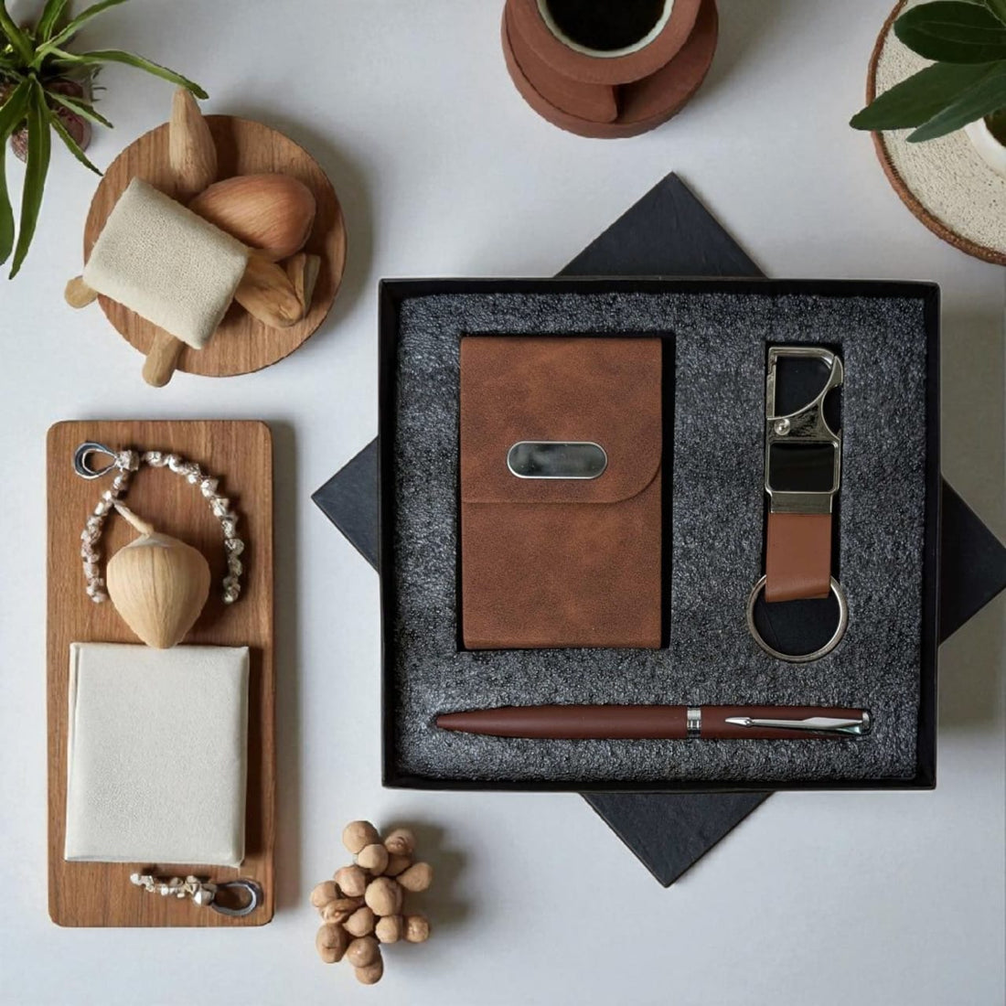 Customised Card Holder, Pen & Keychain Gift Set – Personalised with Name or Logo