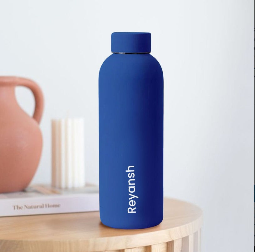 Customised Name Stainless Steel Water Bottle – 750ml Matte Black / blue / pink
