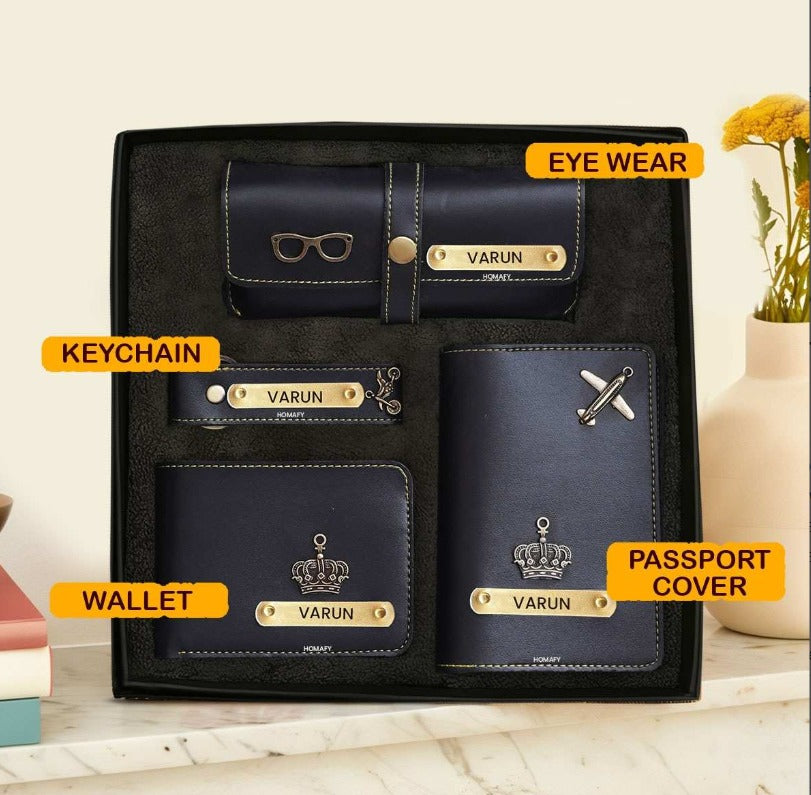 Customised Name Wallet Set with Passport Cover & Keychain – Premium Personalised Gift