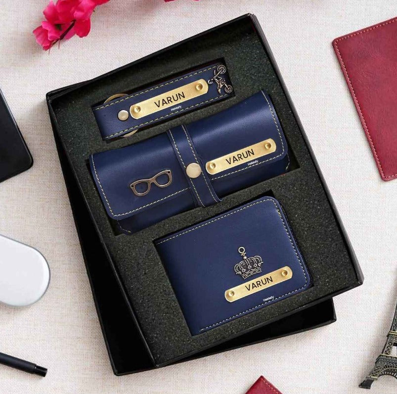 Customised Wallet, Keychain & Spec Case with Name or Charm – Premium Personalised Gift Set