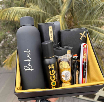 Premium Personalised Gift Set with Bottle, Keychain, Pen, Deo & Chocolate