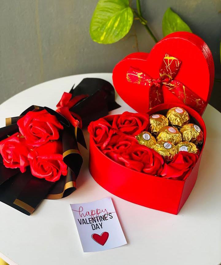 Luxury Heart Box Chocolate Bouquet – Celebration Special
