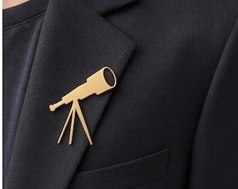 Customised Telescope Brooch – 22K Gold & 925 Silver Plated