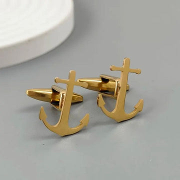 Luxury Anchor Cufflinks – Gold & Silver Finish with Premium Packaging