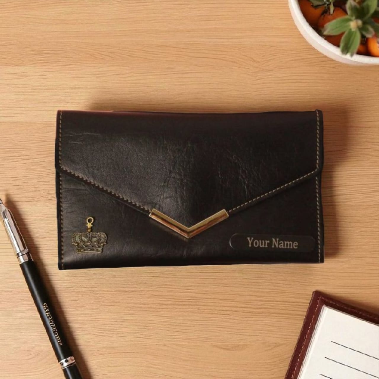 Customised Leather Wallet with Multiple Card Slots for Women – Available in Tan, Brown, Black, Blue & Green