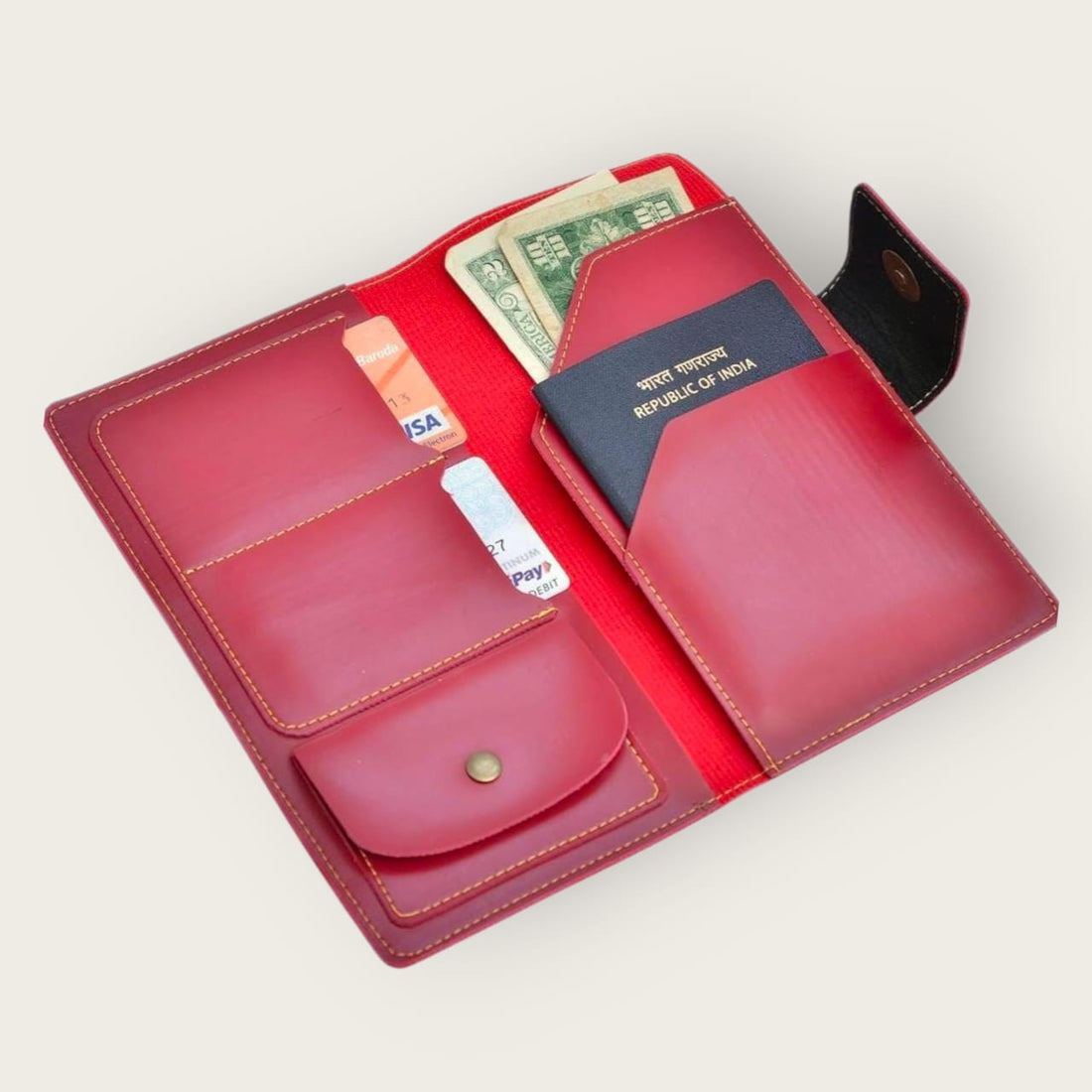 Customised Passport Holder with Name & Charm – Premium Leather Travel Wallet
