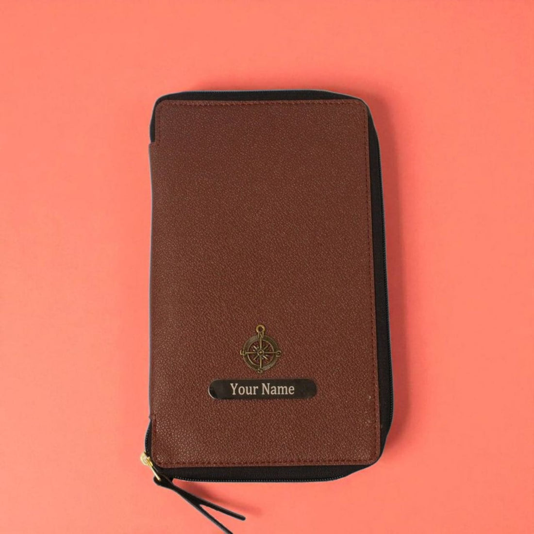 Travel in Class: Premium Leather Passport Holder with Charm & Name
