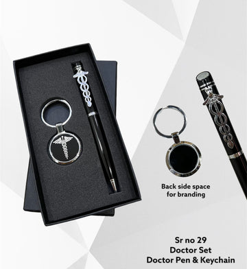 Customised Dr. Logo Gift Set – Personalized Pen & Keychain with Name Engraving