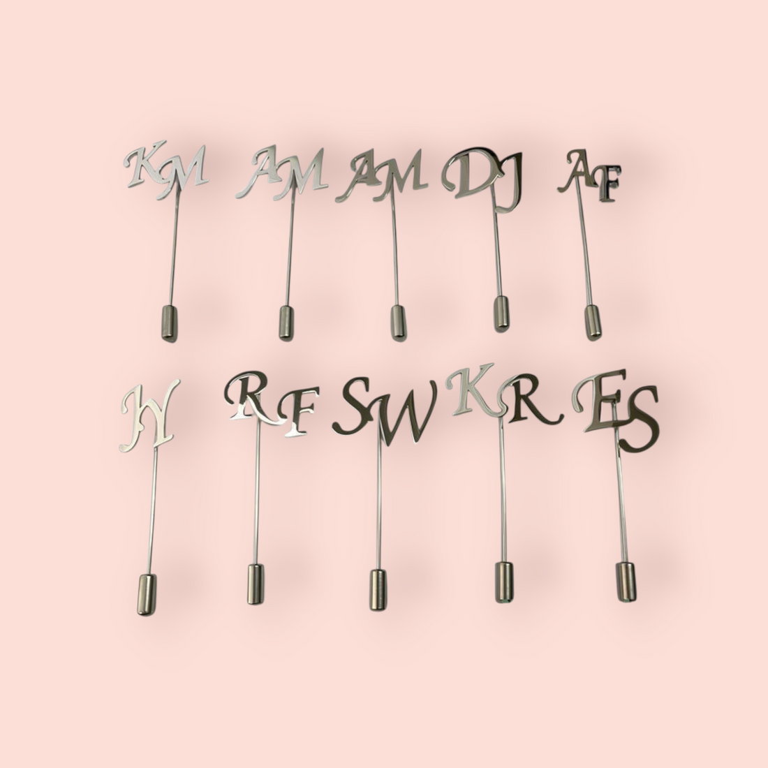 Custom Double Initial Coat Pin – 22K Gold Plated & 925 Silver Plated Elegance