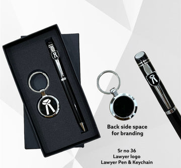 Customised Advocate Logo Gift Set – Personalized Pen & Keychain with Name Engraving
