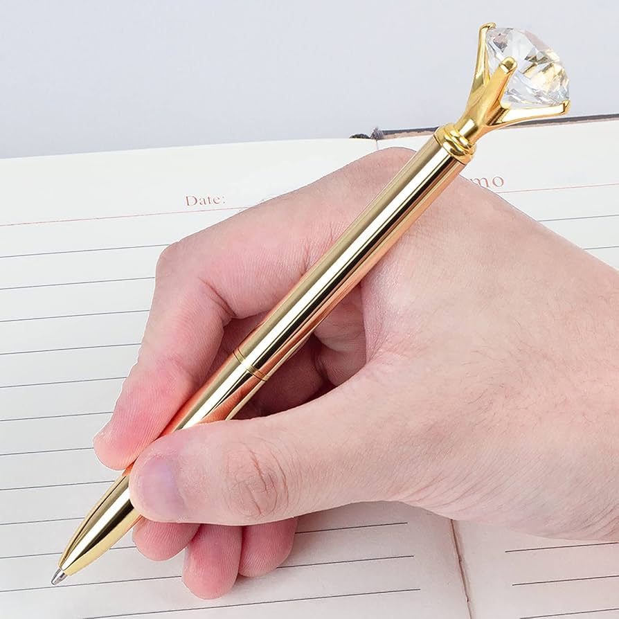 Customized Diamond Crown Pen – Luxury Gold Finish ✨