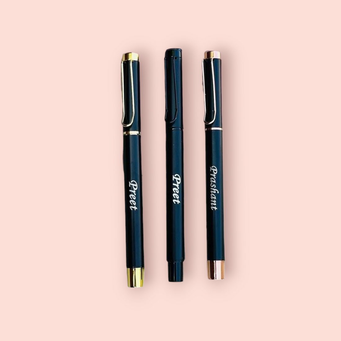 Customised Metallic Clip Pens and keychain set  – Personalised Name Engraved