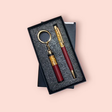 Personalized Pen & Keychain Gift Set – Custom Name Engraved – 4 Elegant Colors