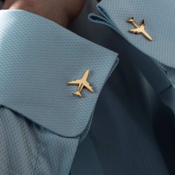 Luxury Aeroplane Cufflinks | 22 Carat Gold & 925 Silver Plated Finish / Customised Name