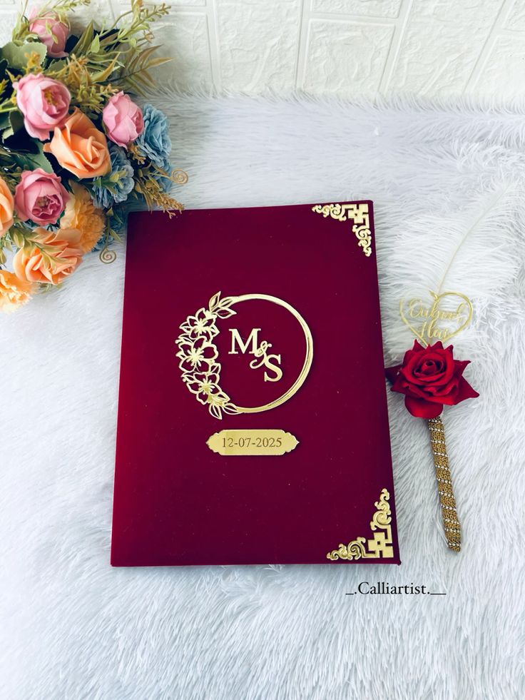 Classic Personalized Nikah Nama Register – Bride & Groom Names with nikah pen
