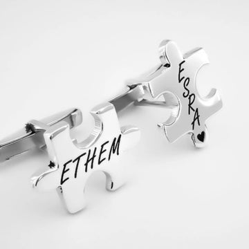 Personalized Puzzle Shape Cufflink – Name Engraved | Luxury Finish
