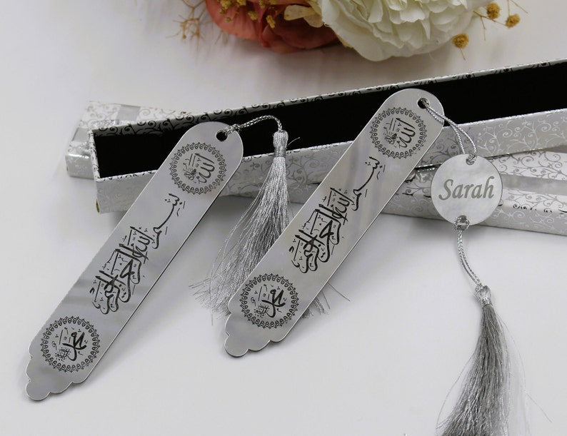 Acrylic Customised Name Quran Bookmark – Elegant Gold & Silver Finish”