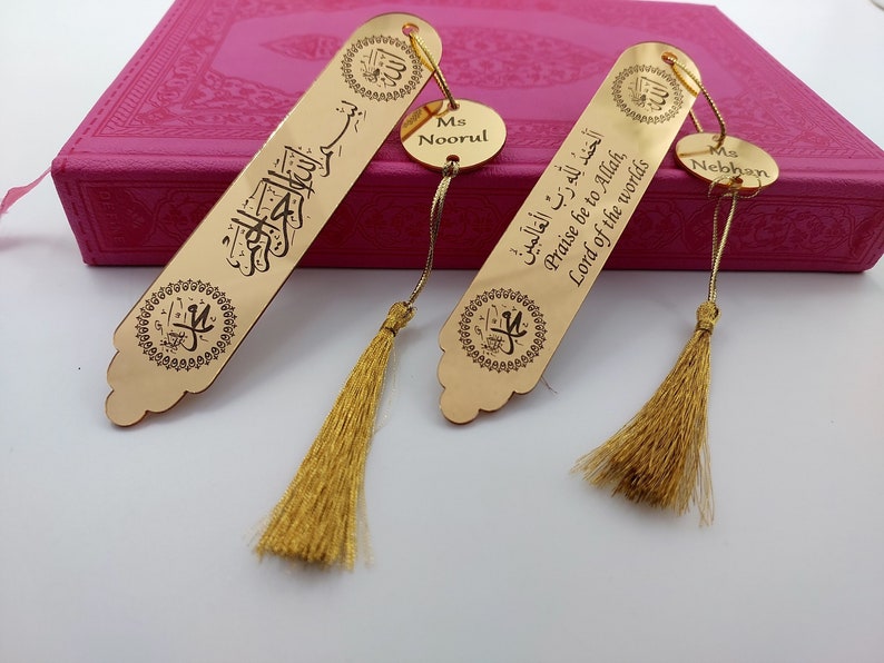 Acrylic Customised Name Quran Bookmark – Elegant Gold & Silver Finish”