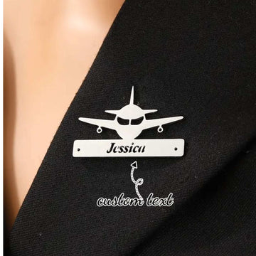 Elegant Aeroplane Brooch – 22 Carat Gold Plated with Custom Name Engraving