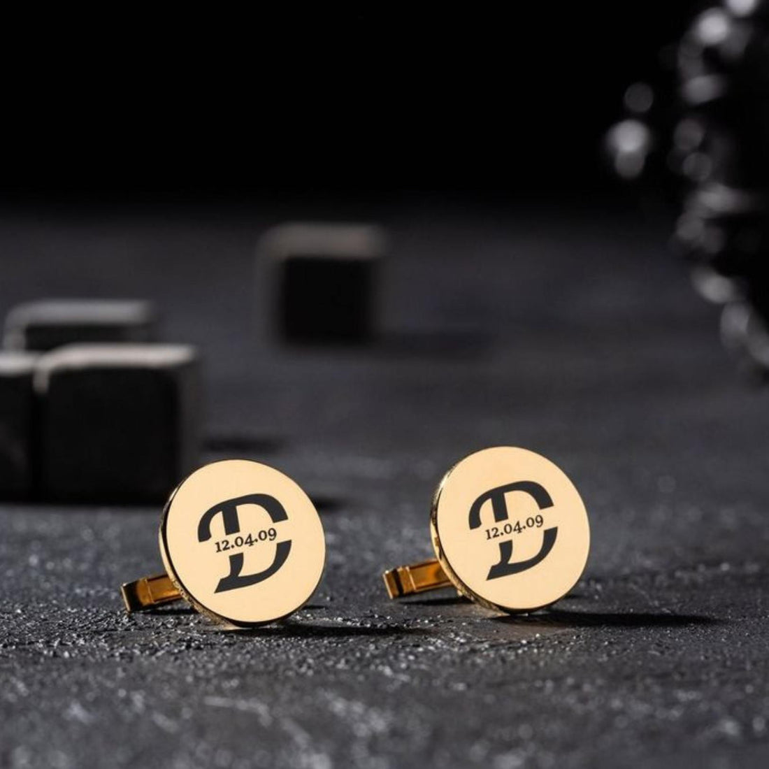 Engraved Initial Cufflinks – 22 Carat Gold Plated Elegance