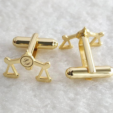 Initial Advocate Justice Cufflinks – 22K Gold & 925 Silver Plated