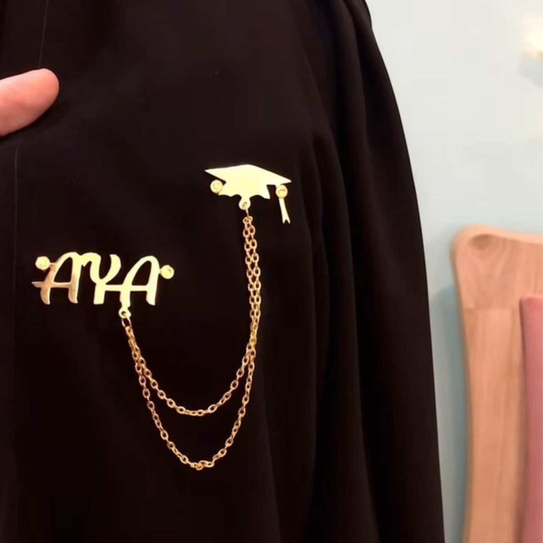 Personalized Graduation Brooch | 22 Carat Gold Plated with Name