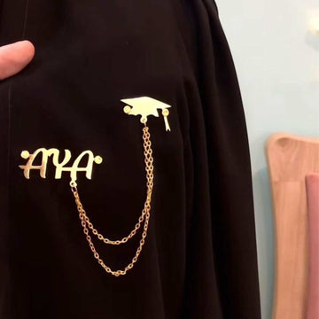 Personalized Graduation Brooch | 22 Carat Gold Plated with Name