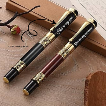 Personalized Gift Black Pens Set, Custom with Your Name or Message