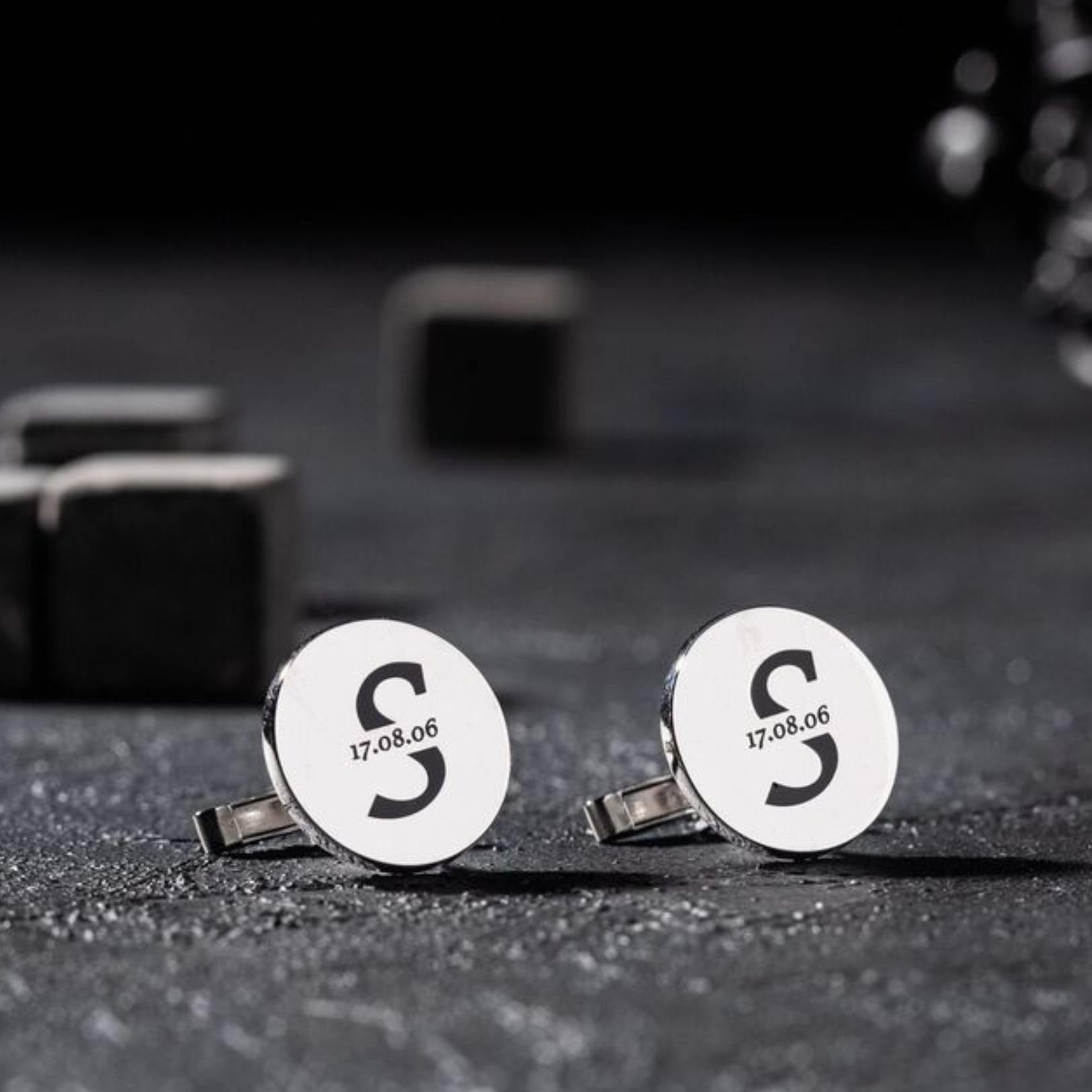 Engraved Initial Cufflinks – 22 Carat Gold Plated Elegance