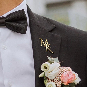 Personalised Monogram Wedding Brooch – Premium Gold & Silver Finish